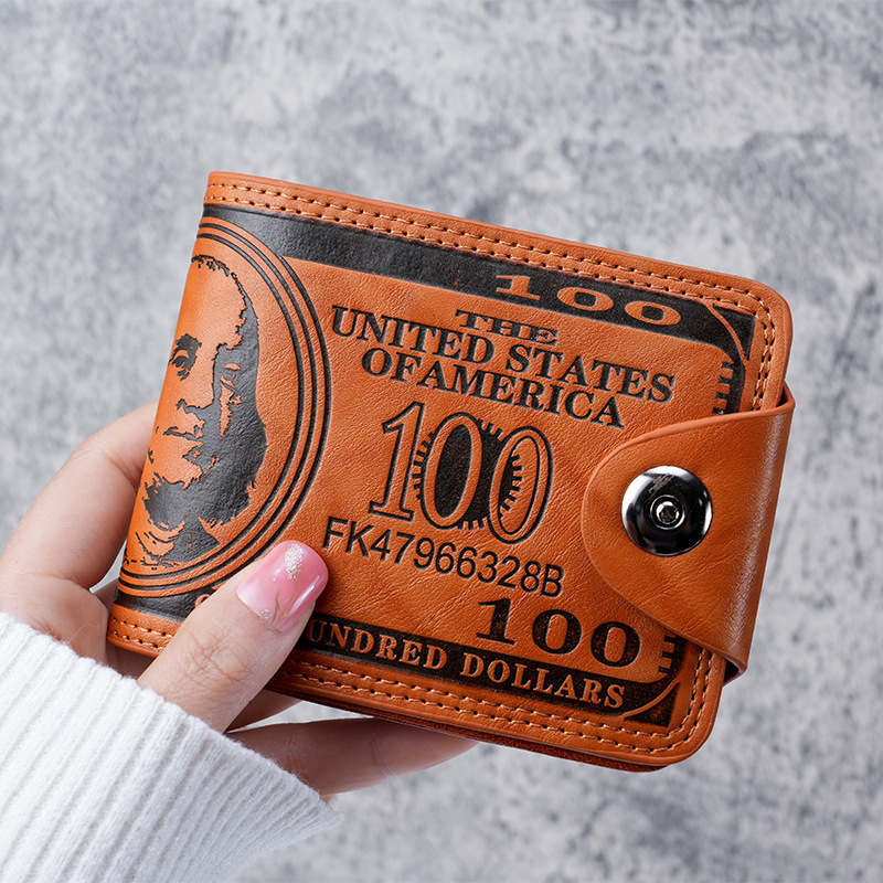 retro business dollar folding card clamp multiple card slots driver's license wallet multi-functional pu men's short wallet wholesale full figure