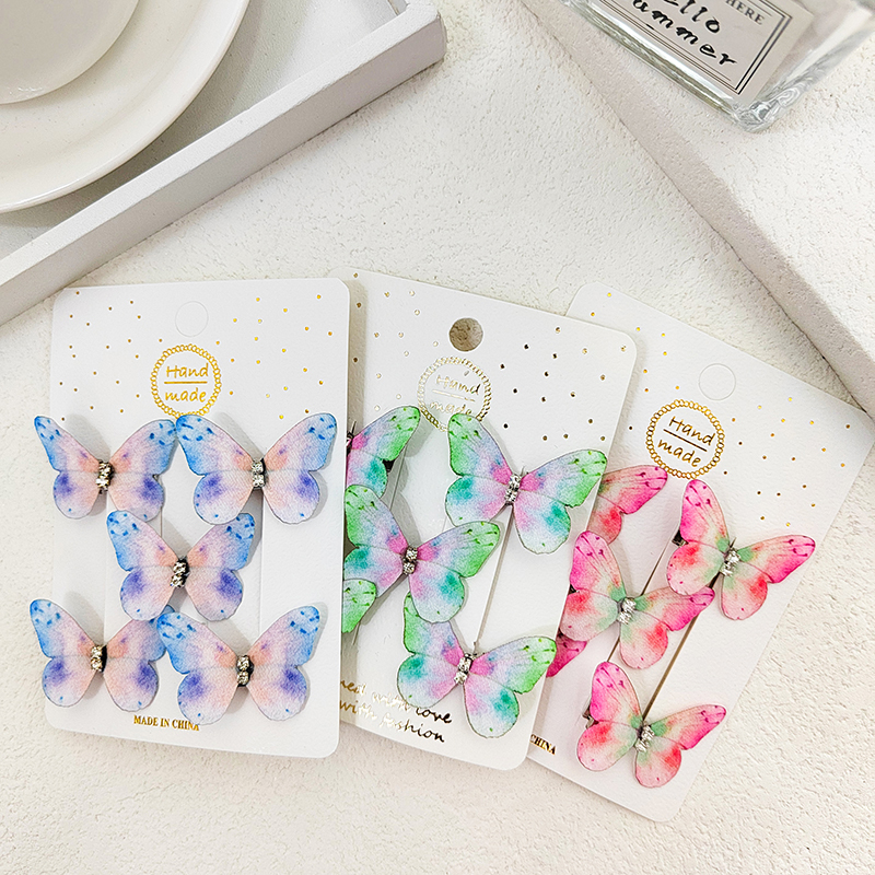 DIY梦幻立体加钻古风配件清新头饰发饰手作 双层薄纱蝴蝶发夹饰品批发详情3