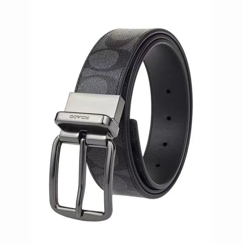 new high-end koujia belt business c pattern double buckle double-sided embossed pant belt gift box men's genuine leather casual belt Application Scenario
