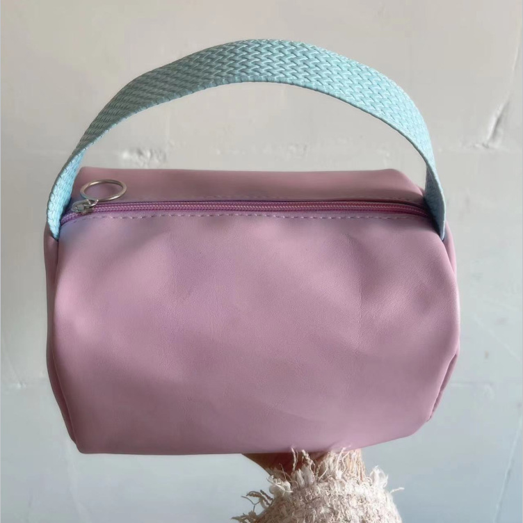 cross-border pu solid color cosmetic bag large capacity waterproof wash bag good-looking travel out portable portable storage bag details Picture
