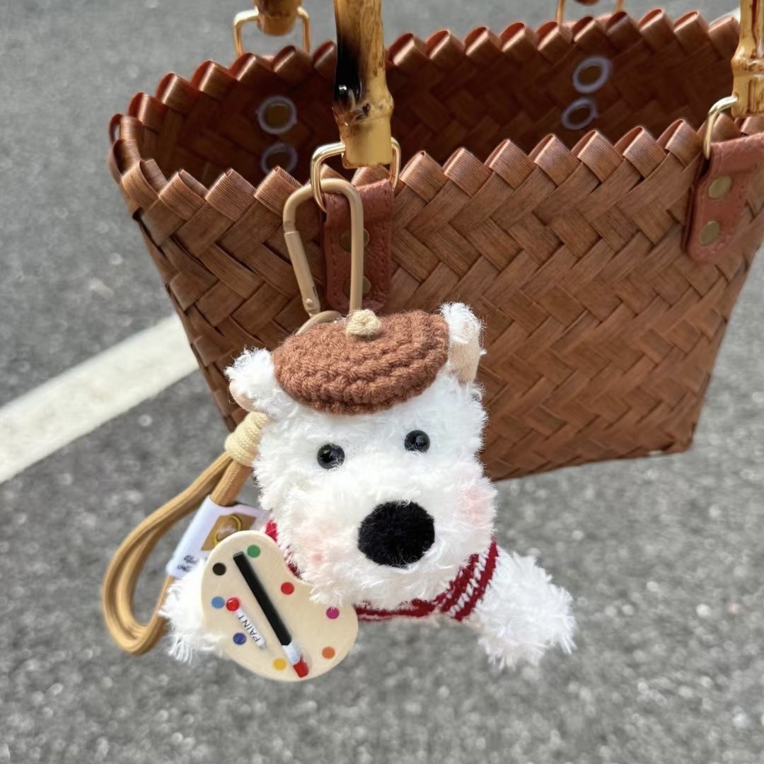 popular blind west highland pendant scrawl puppy key chain accessories creative doll bag hanging dog pendant small gift Application Scenario