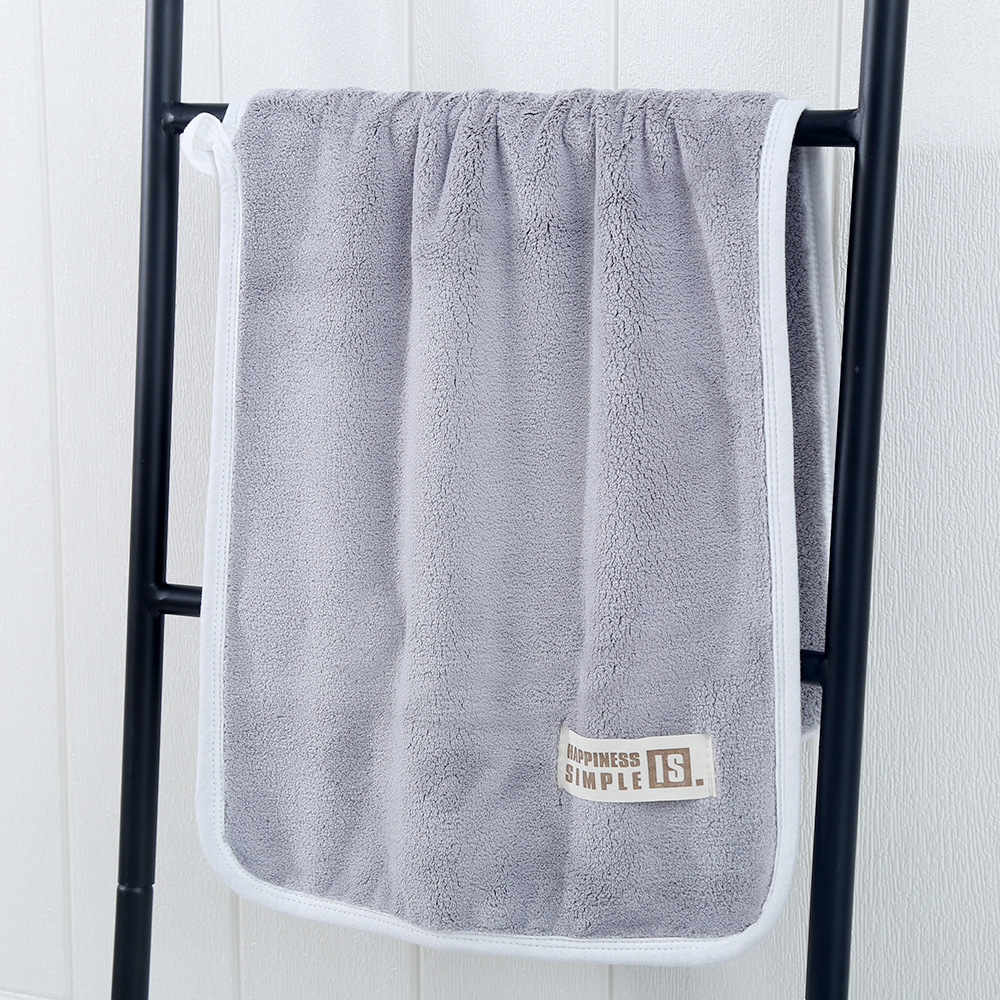 coral velvet towel unisex thickened adult face wash soft and absorbent lint-free household towels logo wholesale details Picture