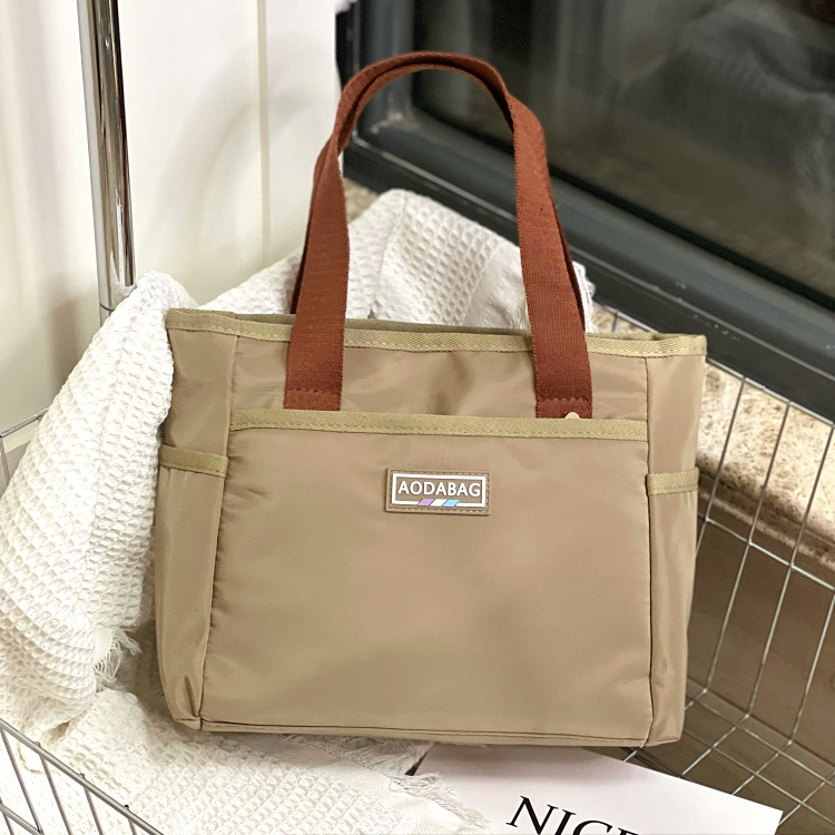 new contrast color korean style niche handbag work commuter hand carrying file snack sundry bag lunch bag mummy bag Specification drawing