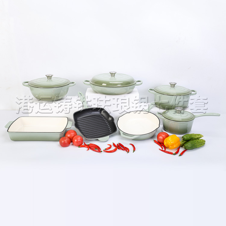 enamel pot soup pot 24cm cast iron pot stew pot household soup stew thermal casserole induction cooker hot pot enamel suit pot details Picture