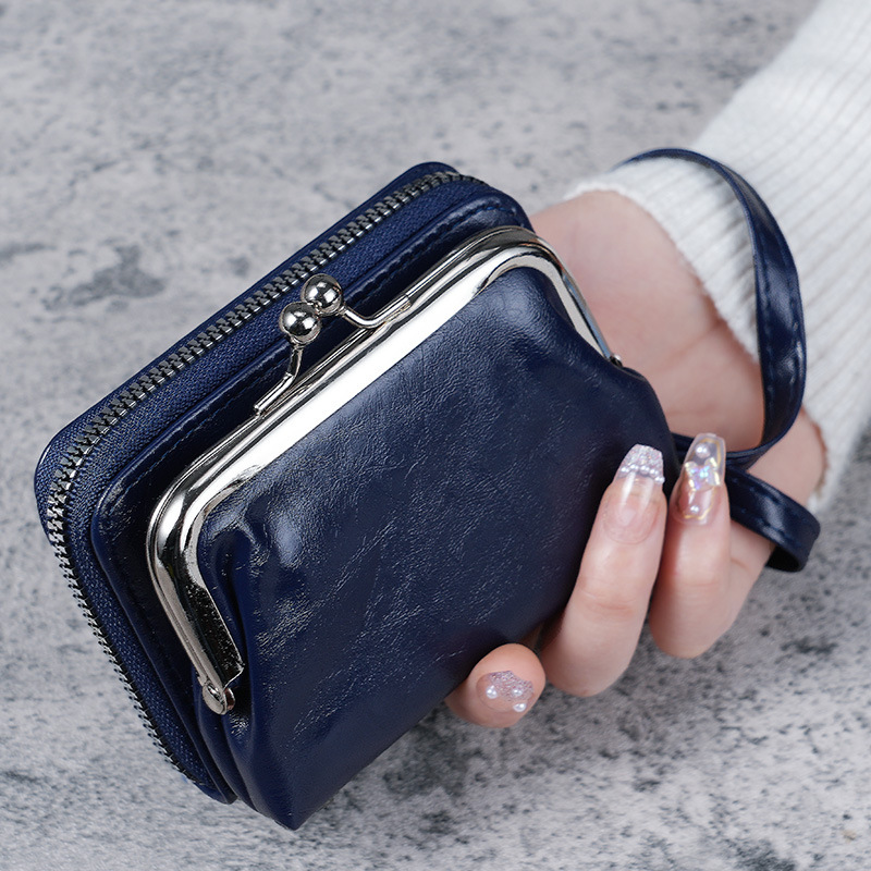 new wallet women's fashion wrist strap short coin purse large capacity coin clip bag multi-card-slot card holder wallet full figure
