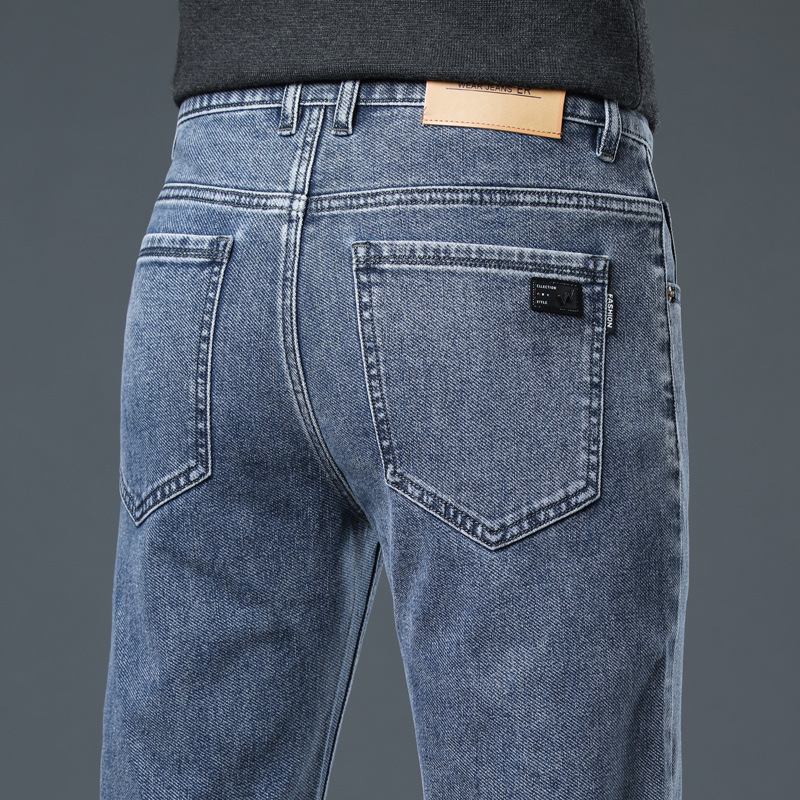 fall 2025 new jeans men's slim straight stretch thick soft and comfortable men's trousers full figure