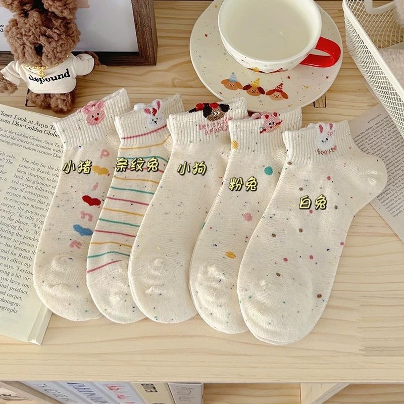 socks women's socks spring/summer neps yarn boat socks ns trendy cute low top invisible socks cartoon japanese bunny socks Specification drawing