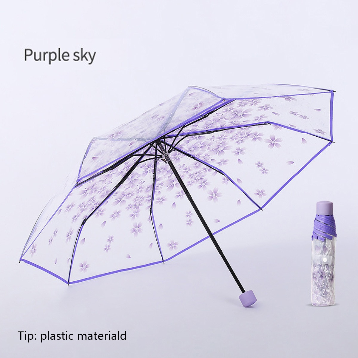 factory direct supply transparent self-opening umbrella 8 bone automatic fresh triple folding umbrella advertising umbrella gift umbrella logo printing full figure
