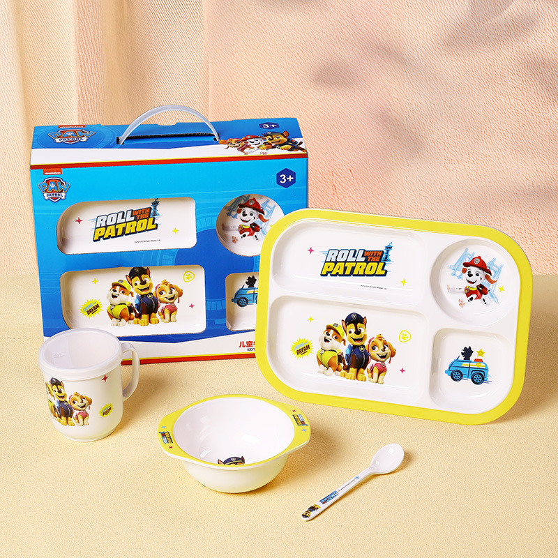 paw patrol tableware household baby infant solid food bowl baby eating grid plate children's bowl spoon with handle Specification drawing