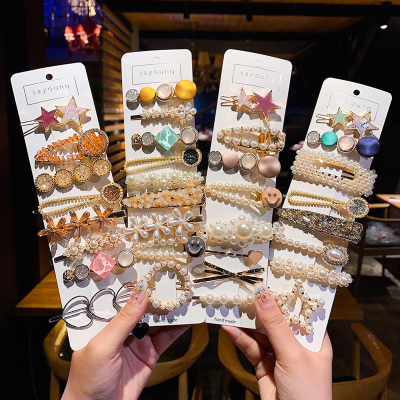 barrettes female korean internet celebrity side pearl back head headdress clip girl clip little girl bang clip hairpin full figure
