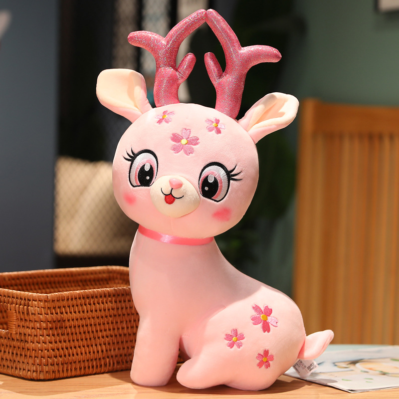 cute sika deer doll deer doll plush toy sleeping pillow for girls doll birthday gift full figure