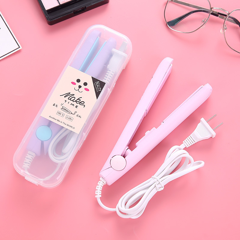 mini hair curler hair curler and straightener dual-use hair straightener plastic box packaging hair styling iron ironing board student dormitory factory direct supply full figure