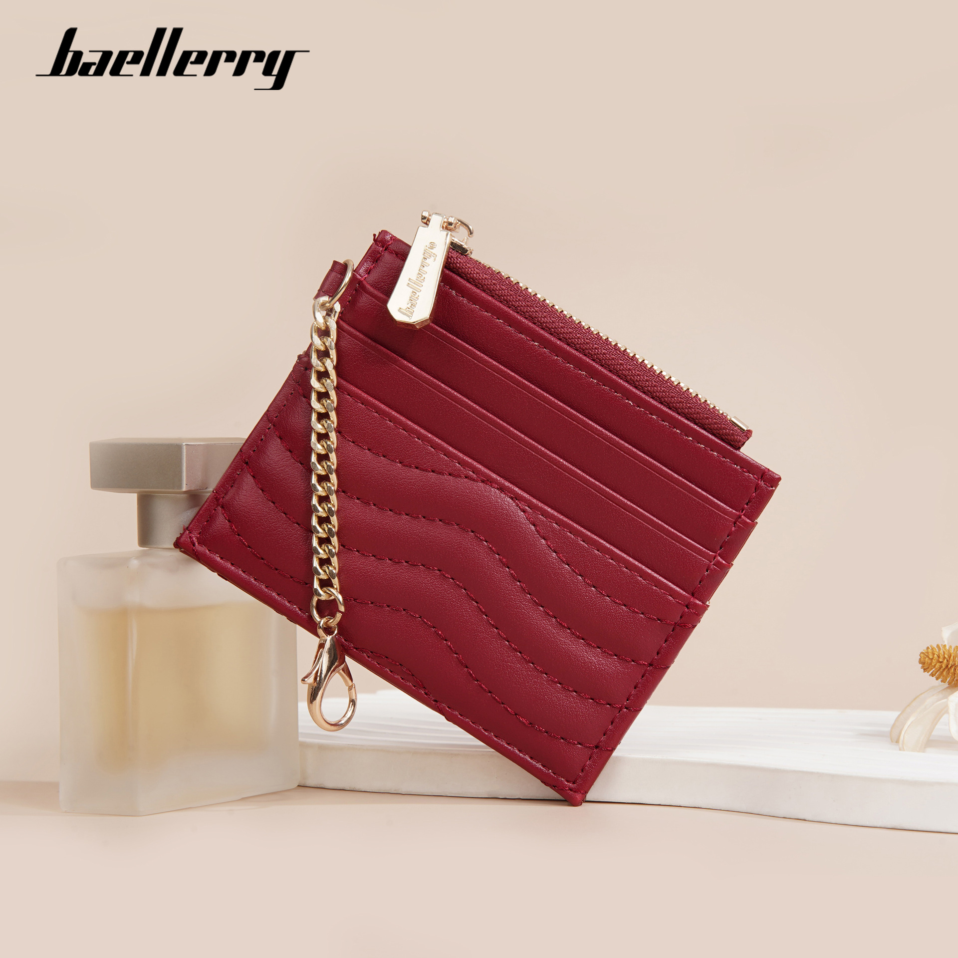 new ladies card holder baellerry cross-border quilted multiple card slots chain coin purse mini small coin purse full figure