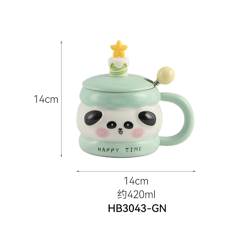 cute mug ceramic cup for girls with cover spoon couple water cup home milk breakfast cup gift creative Specification drawing
