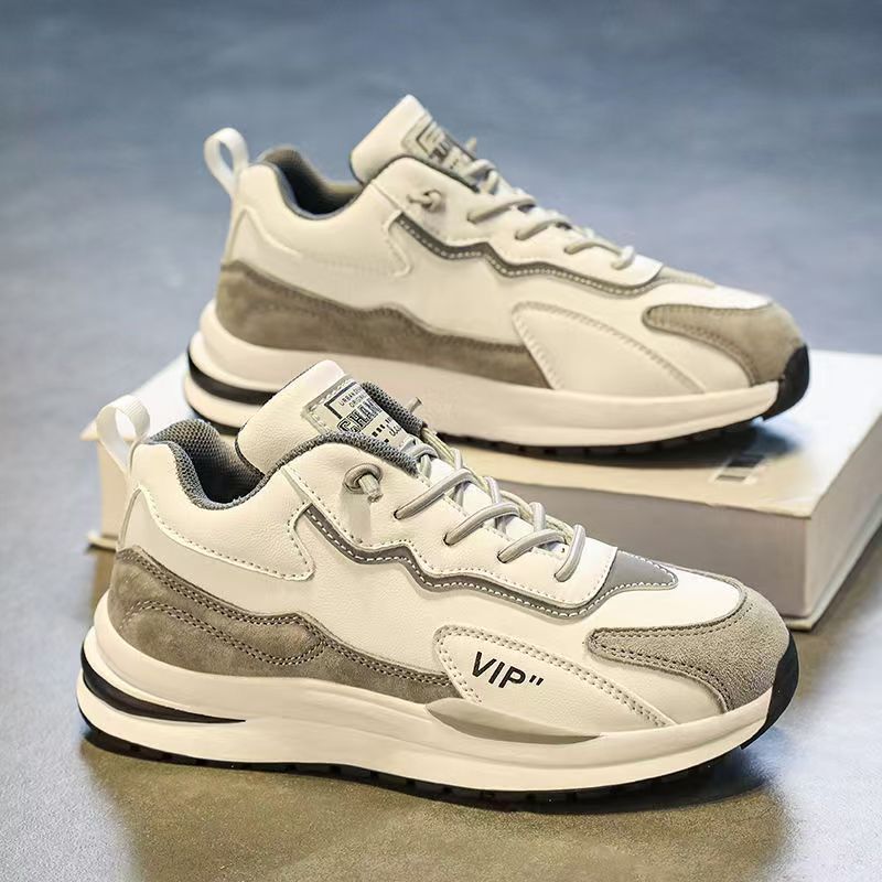 sneakers men's autumn 2025 new leather casual youth running platform daddy ins fashion shoes men details Picture