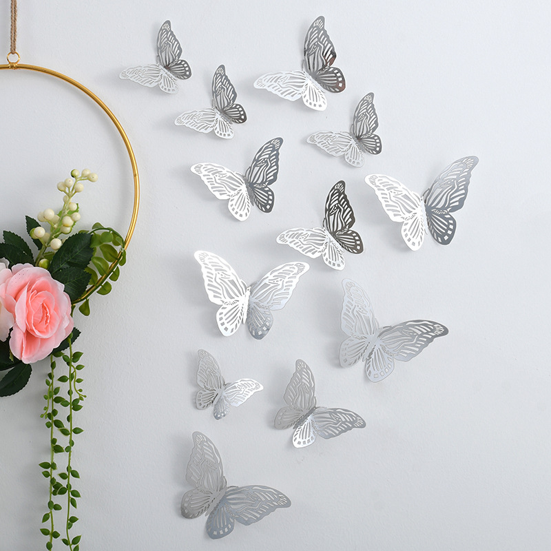 hollow butterfly wall stickers 3d three-dimensional hollow paper butterfly amazon foreign trade wedding festival layout home decoration full figure
