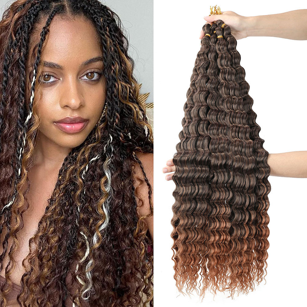 european and american african chemical fiber wig crochet hair extension curly hair bulk deep water wave hair xuchang wig details Picture