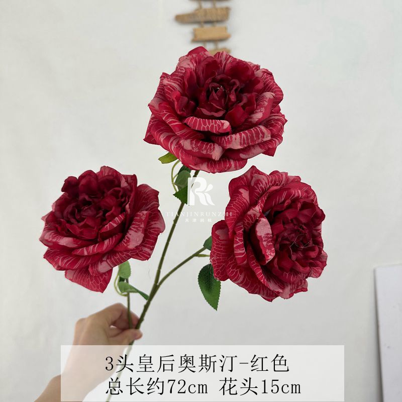 new red artificial flower chinese style flower row engagement proposal wedding hall layout decorative fake flower handmade flowers Specification drawing