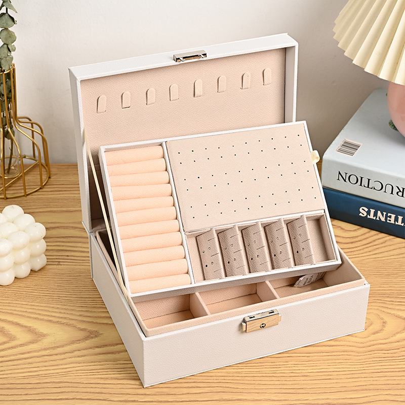 new jewelry box storage box high-grade large capacity ring earrings necklace bangle watch accessories jewellery packing box full figure
