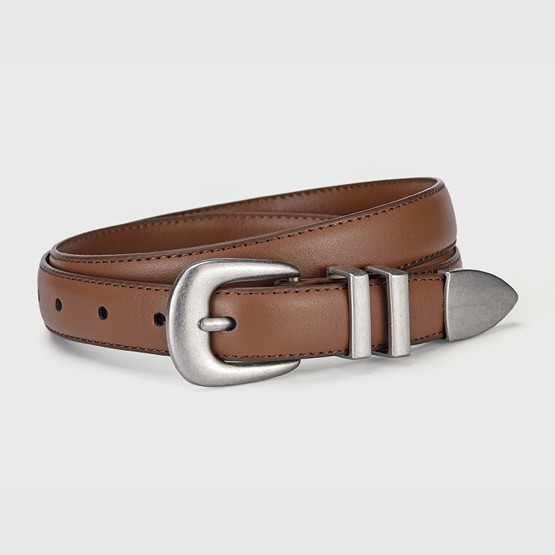 women's leather fashion belt women's korean style all-matching jeans head layer cowhide pin buckle belt in stock wholesale Specification drawing