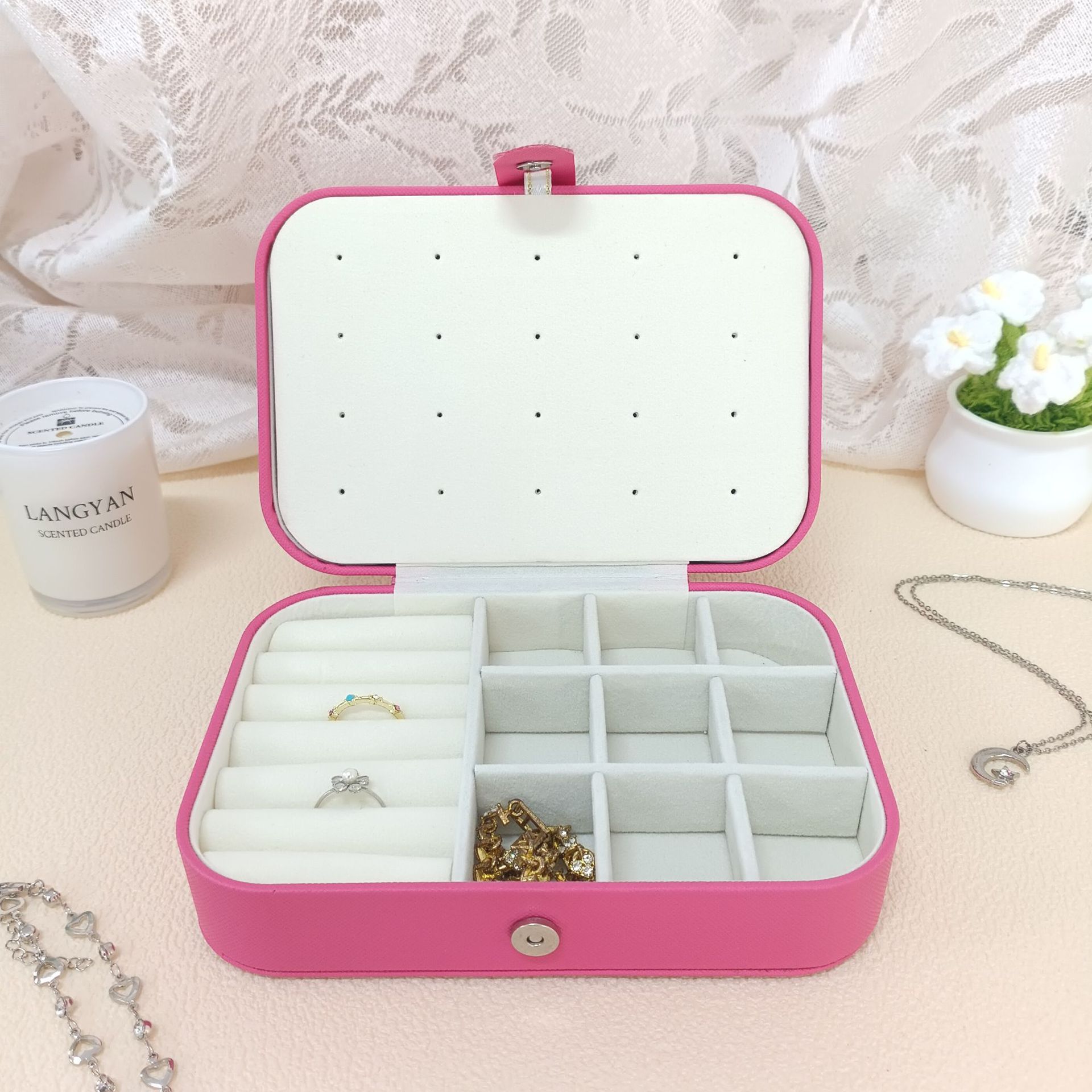 new nordic solid color long jewelry box ear stud and ring pendant ornaments finishing box desktop jewelry storage box Item Picture