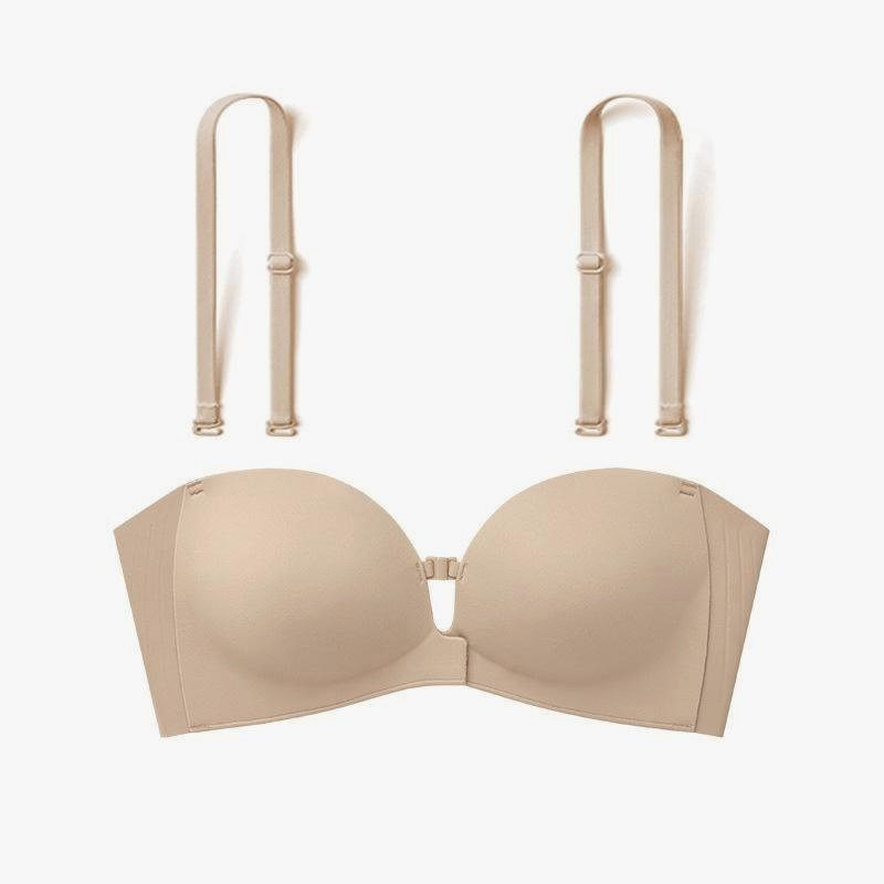 tiktok xingzhu xudan same style adjustable front button underwear strapless invisible non-slip push up bra zbluc full figure