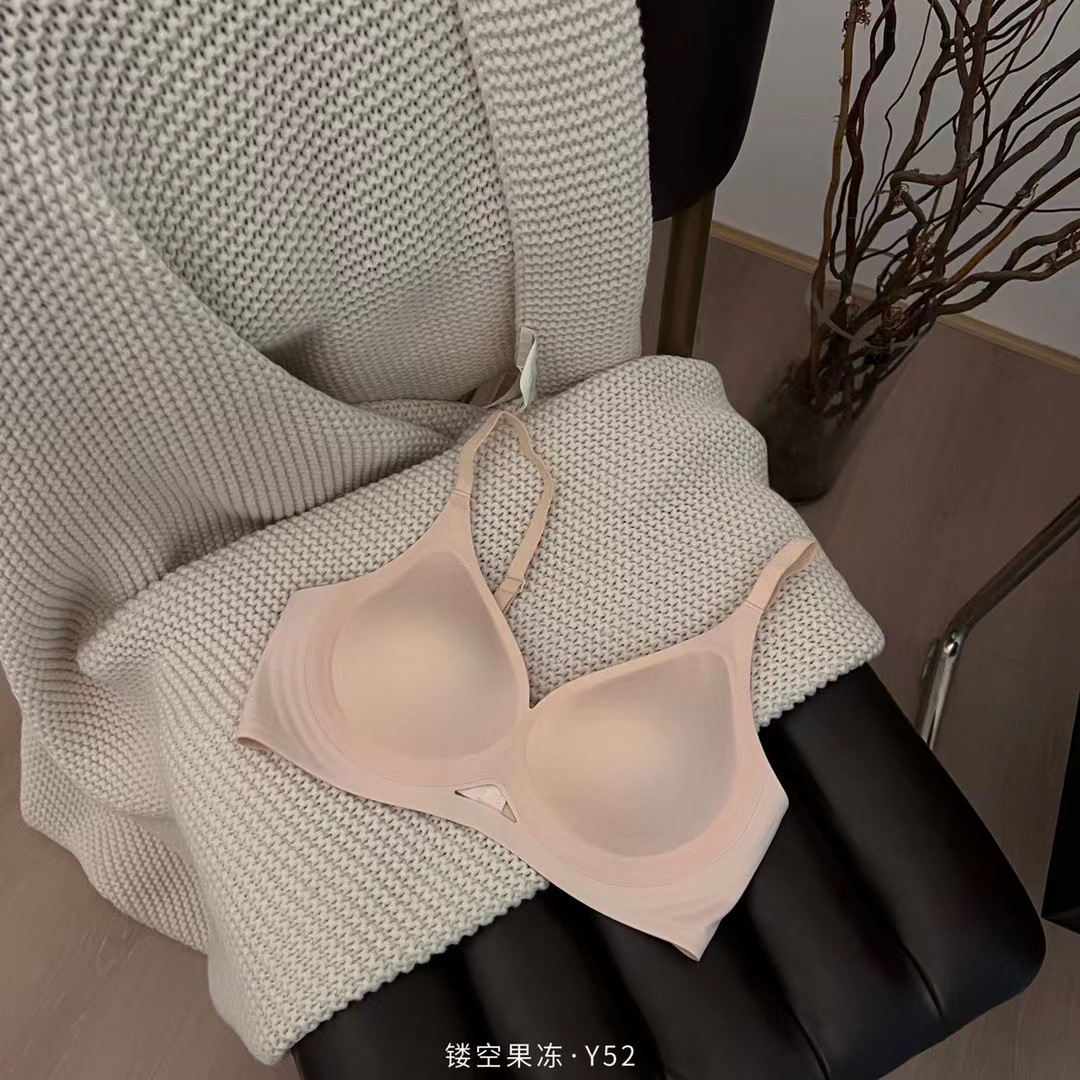 thin hollow jelly soft support fixed cup underwear women's seamless lifting small chest push up breast holding backless bra Item Picture