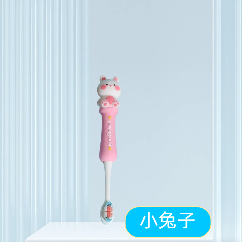 factory wholesale children's toothbrush soft fur cleaning high density toothbrush 3-12 years old cartoon panda pig coneys long household Specification drawing