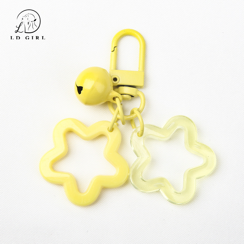 colorful acrylic five-pointed star bell key buckle pendant accessories diy backpack lock ornaments key ring car hanging Specification drawing
