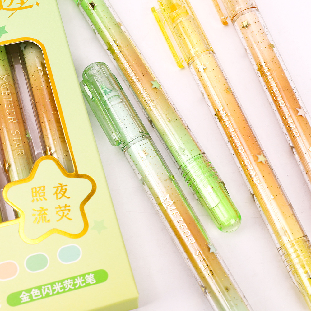 jiwu club stationery 7503 sets of flash fluorescent pen star river marks golden flash key color marker Application Scenario