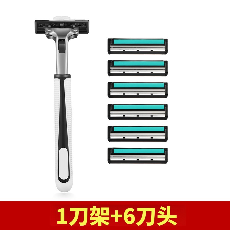 cross-border two-layer shaver manual with knife holder men's shaving hair trimmer pieces razor old-fashioned razor kit Item Picture