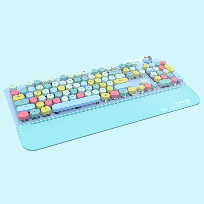 geezer g7 mechanical keyboard bluetooth 2.4g wireless wired charging three-mode game office boys and girls round parts Item Picture