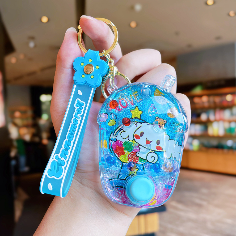 creative decompression game water machine keychain cartoon cute sanrio toy students' school bag pendant gift wholesale details Picture