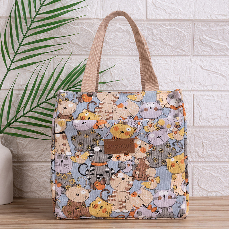 take to work meal lunch box bag aluminum foil thickening lunch bag japanese handbag canvas hand carrying thermal bag full figure