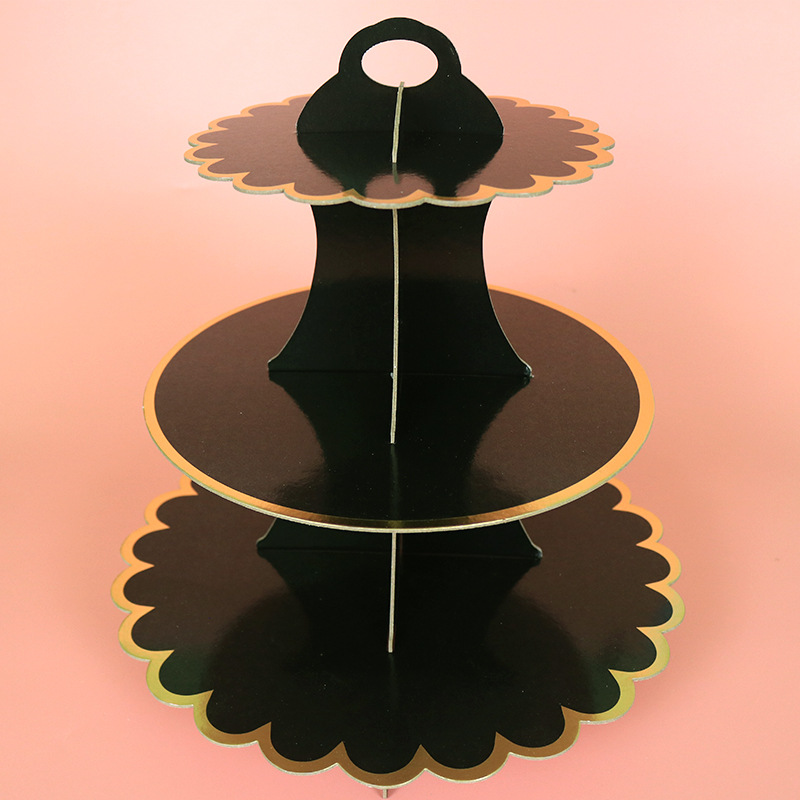 disposable multi-layer paper cake rack three-layer gilding dessert table cake decoration multi-layer dessert stand Item Picture