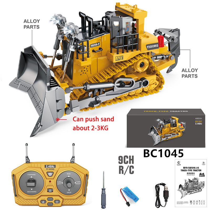 children's alloy remote control engineering vehicle simulation excavator toy bulldozer electric 2.4g boy remote control car model details Picture