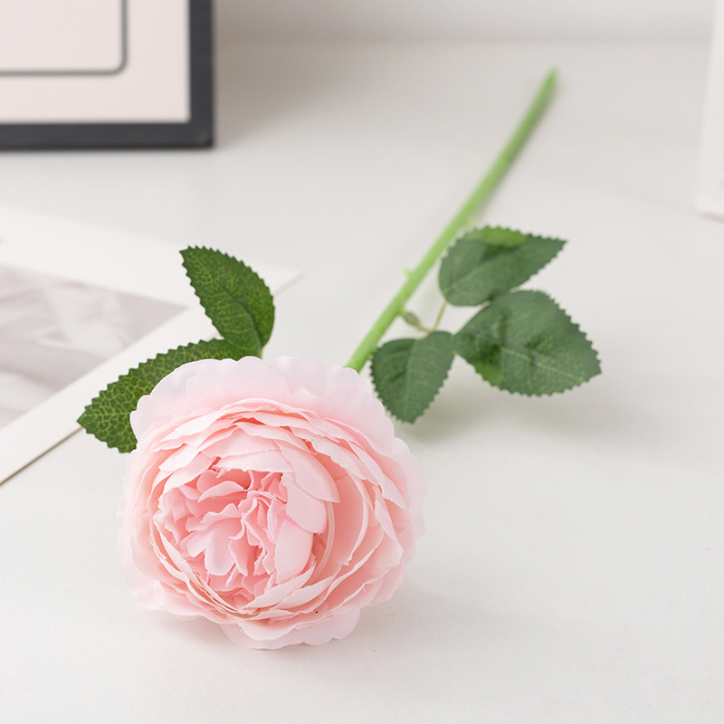 artificial rose single flannel pearl rose home wedding decoration red rose fake flower silk flower valentine rose details Picture