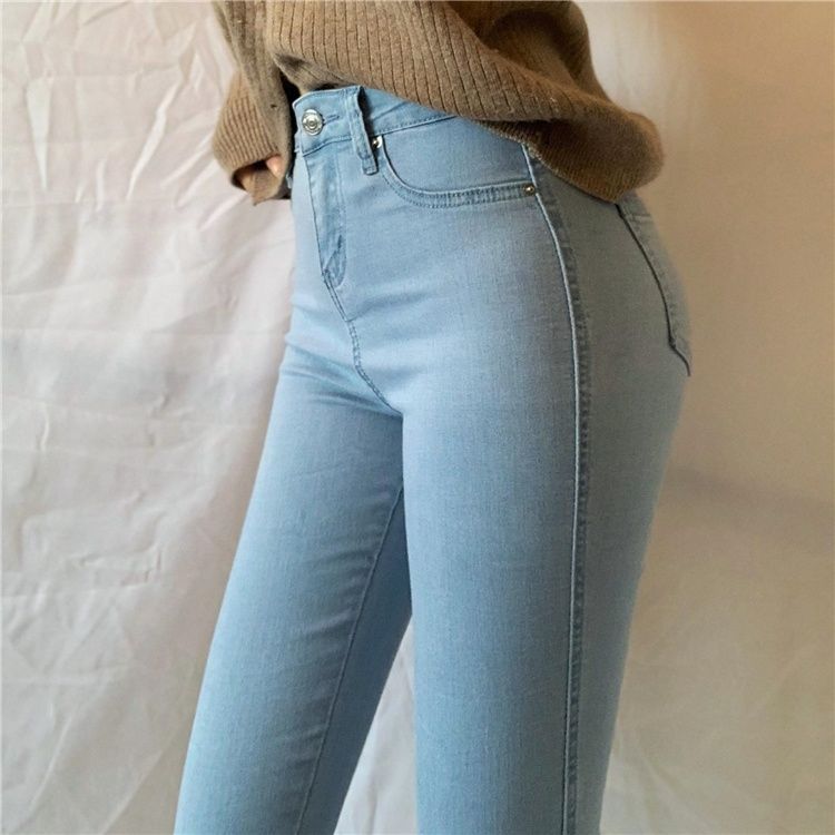 peach hip women's jeans slim fit all-match spring and autumn butt-lift underwear hip shaping show tappered pencil pants washed-out vintage Application Scenario