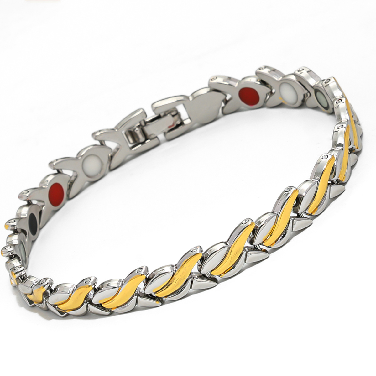 europe and america cross border popular bracelet men's and women's fish wheat-shaped magnet bracelet metal couple bracelet anklet ornament details Picture