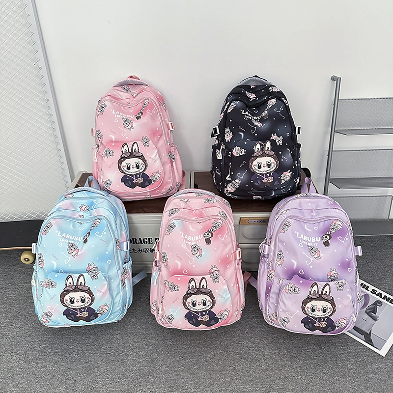 New 2024 Nylon fabric children's backpack for girls, kindergarten schoolbag, artistic student travel small backpack full figure