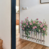 pink rose flower fence bedroom living room entrance wardrobe home decorative wall wallpaper self-adhesive wholesale details Picture