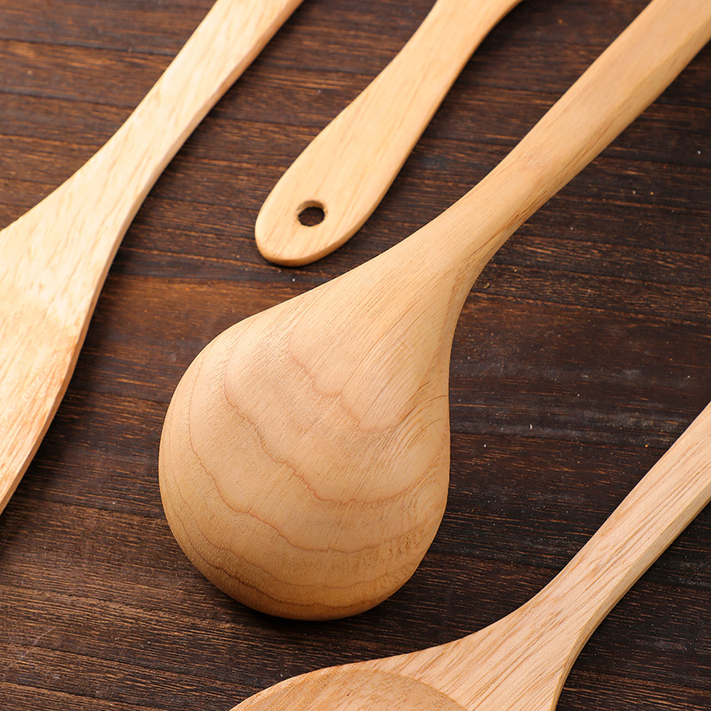wood spatula non-stick pan dedicated spatula wooden kitchenware long handle wood spatula household paint-free wax-free details Picture