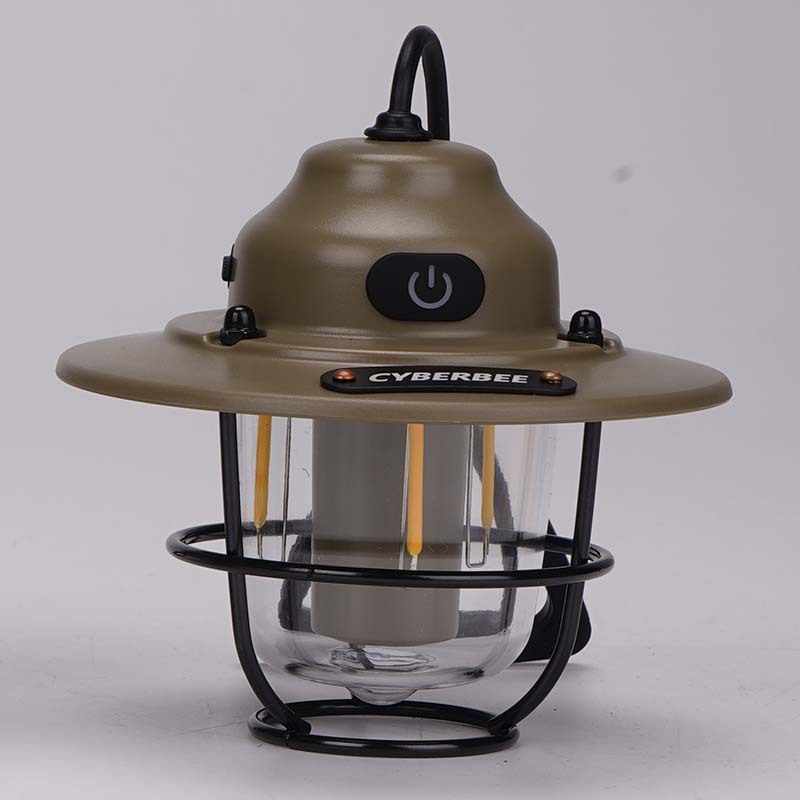 cyberbee retro camping lamp camping lantern typec portable rechargeable light electrodeless dimming outdoor chandelier emergency full figure