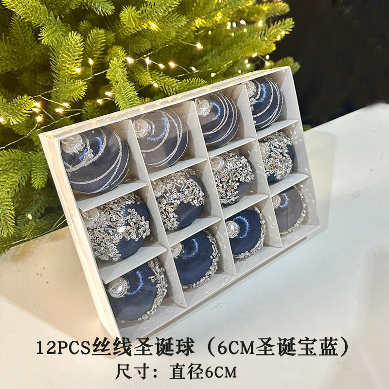hromeo premium internet celebrity texture christmas ball christmas tree decoration silver white red champagne ornaments 2024 new Specification drawing