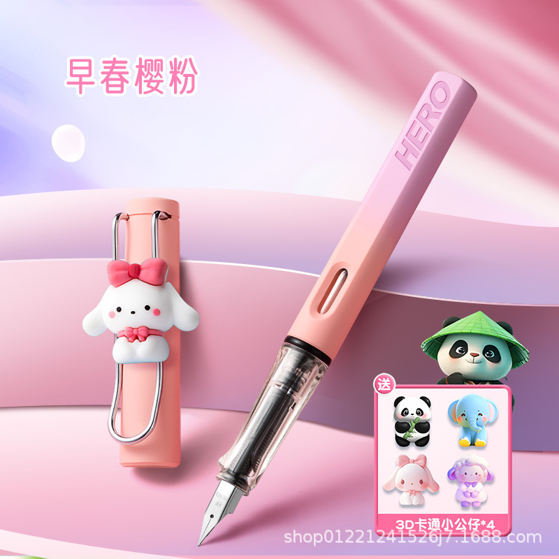 hero 359 pen grade 3 only for pupils positive posture practice pen for calligraphy good-looking replaceable ink sac pen details Picture