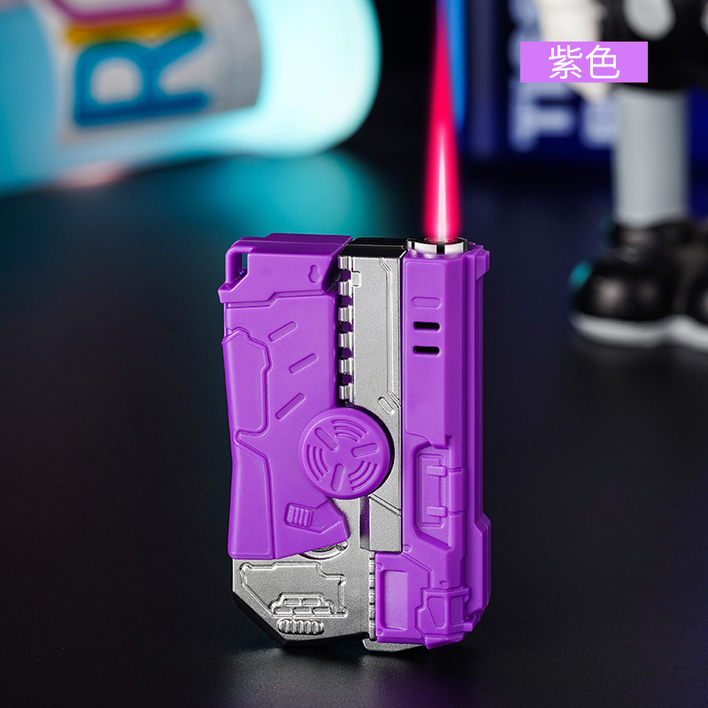 gyro lighter two-in-one folding rotating decompression new deformation internet celebrity gift lighter gift smoking set Specification drawing