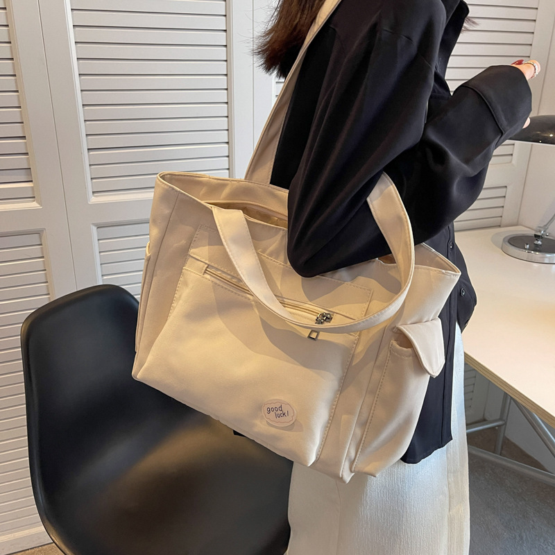 shoulder bag women's large capacity versatile canvas bag student minimalist handbag casual messenger bag tuition bag mummy bag Specification drawing