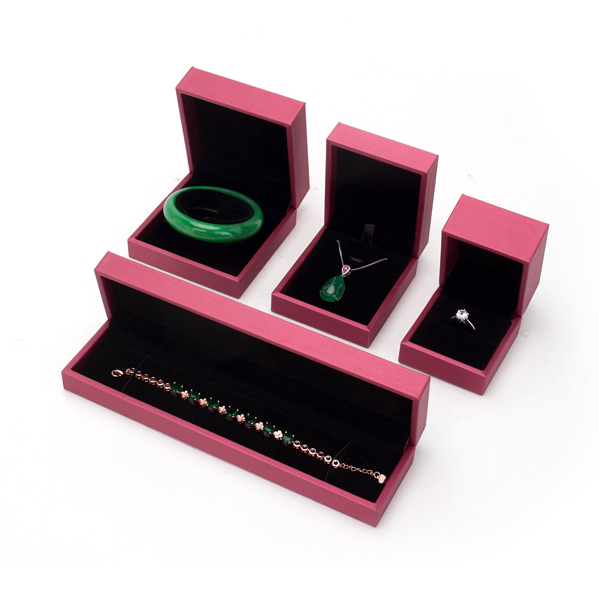 pu brushed leather jewelry box high-end ring box bracelet box pendant necklace bracelet box high-end sense jewelry box wholesale Item Picture