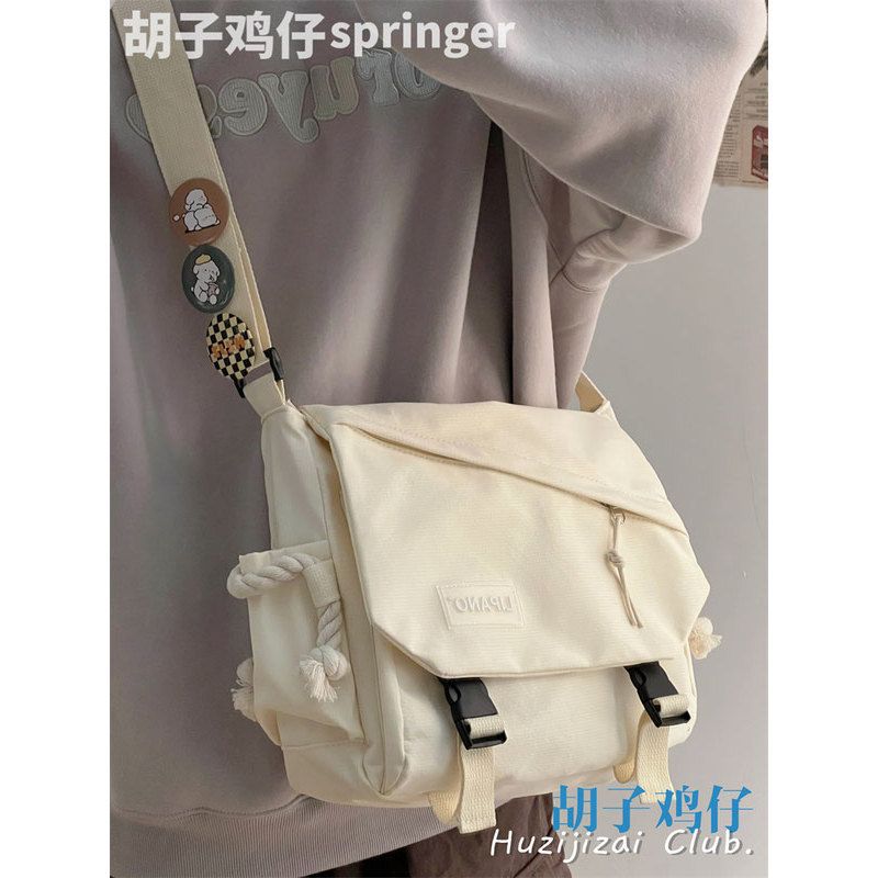 ins japanese harajuku retro workwear messenger bag female korean student large capacity messenger bag men's single backpack fashion details Picture