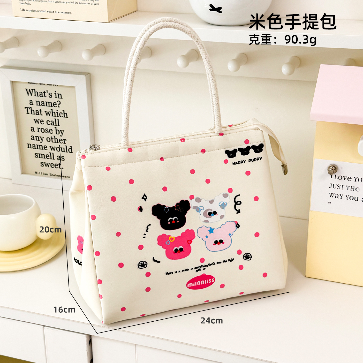 new cartoon cute lunch box handbag picnic bento lunch bag large capacity buggy bag gift bag Specification drawing